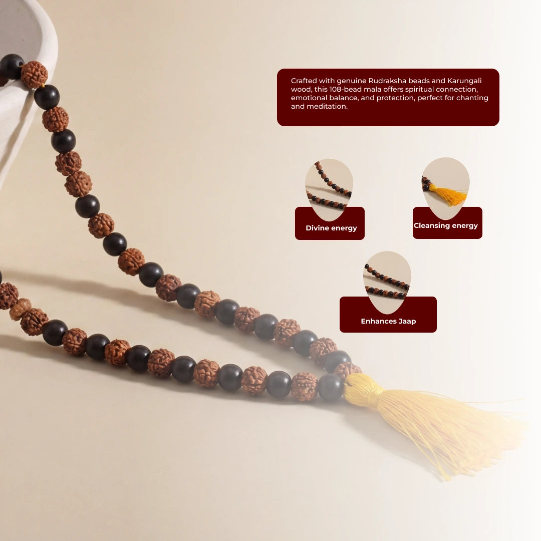 Karungali Rudraksha Mala - 108+1 Beads - view 7