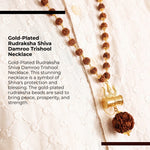 Gold-Plated Rudraksha Shiva Damroo Trishool Necklace - view 6