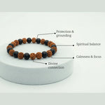 Karungali Rudraksha Bracelet - Natural Ebony Wood & 5 Mukhi Rudraksha Beads - view 7
