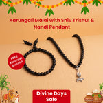 Original Karungali Malai with Shiv Trishul & Nandi Pendant with FREE Karungali Bracelet