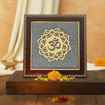 Om Symbol Raw Pyrite Frame | Meditative Mandala for Peace & Cosmic Energy