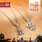 Lord Shiva Face and Trishul Damaru Pendant Combo in Silver Plating