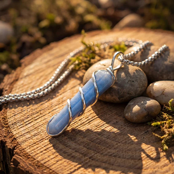 Angelite Stone Locket with Chain - view 5