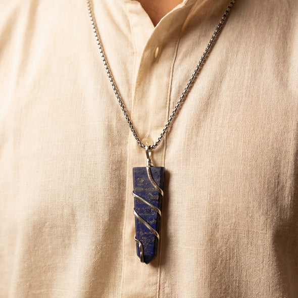 Lapis Lazuli Stone Locket with Chain - view 2