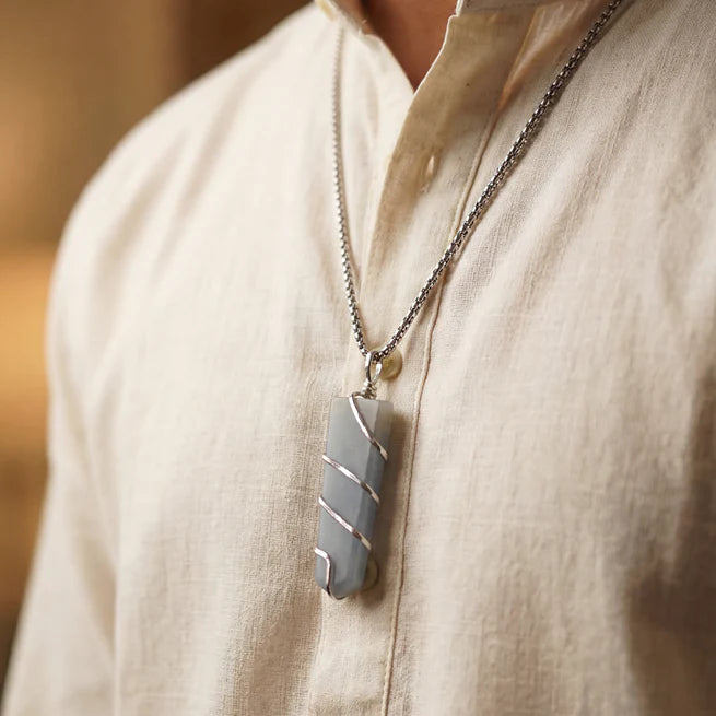 Angelite Stone Locket with Chain - view 13