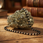 Karungali Malai Silver Cap Necklace & Raw Pyrite Combo (Certified)