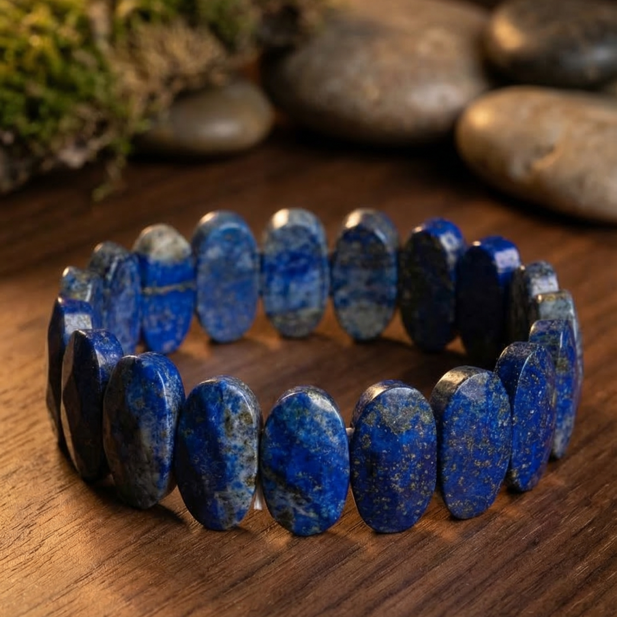 Lapis Lazuli Flat Beaded Bracelet