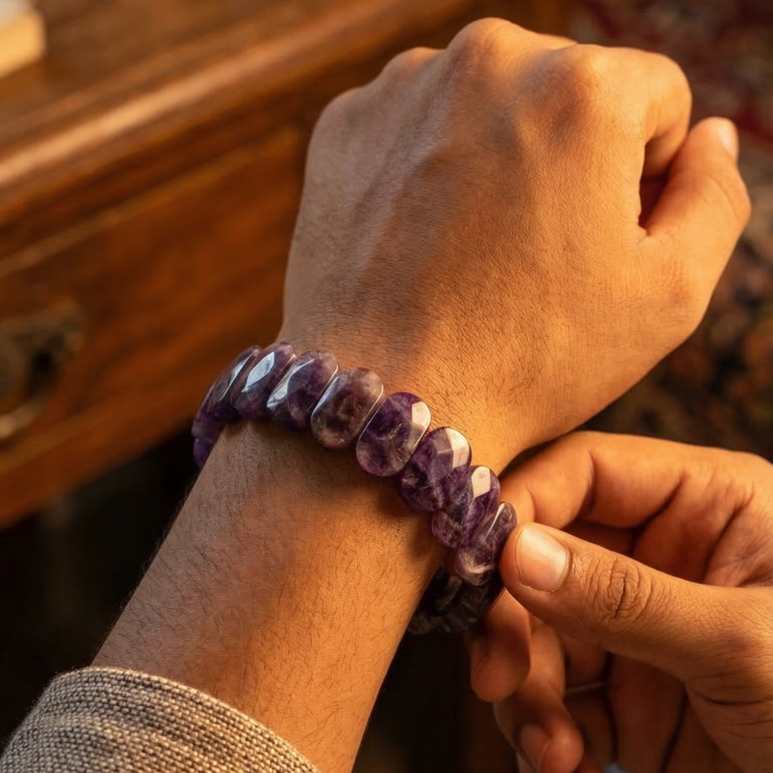 Amethyst Flat Beaded Bracelet - view 9