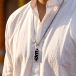 Black Agate Stone Locket with Chain
