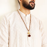 Gold-Plated Rudraksha Shiva Damroo Trishool Necklace