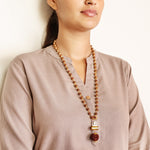 Gold-Plated Rudraksha Shiva Damroo Trishool Necklace - view 3