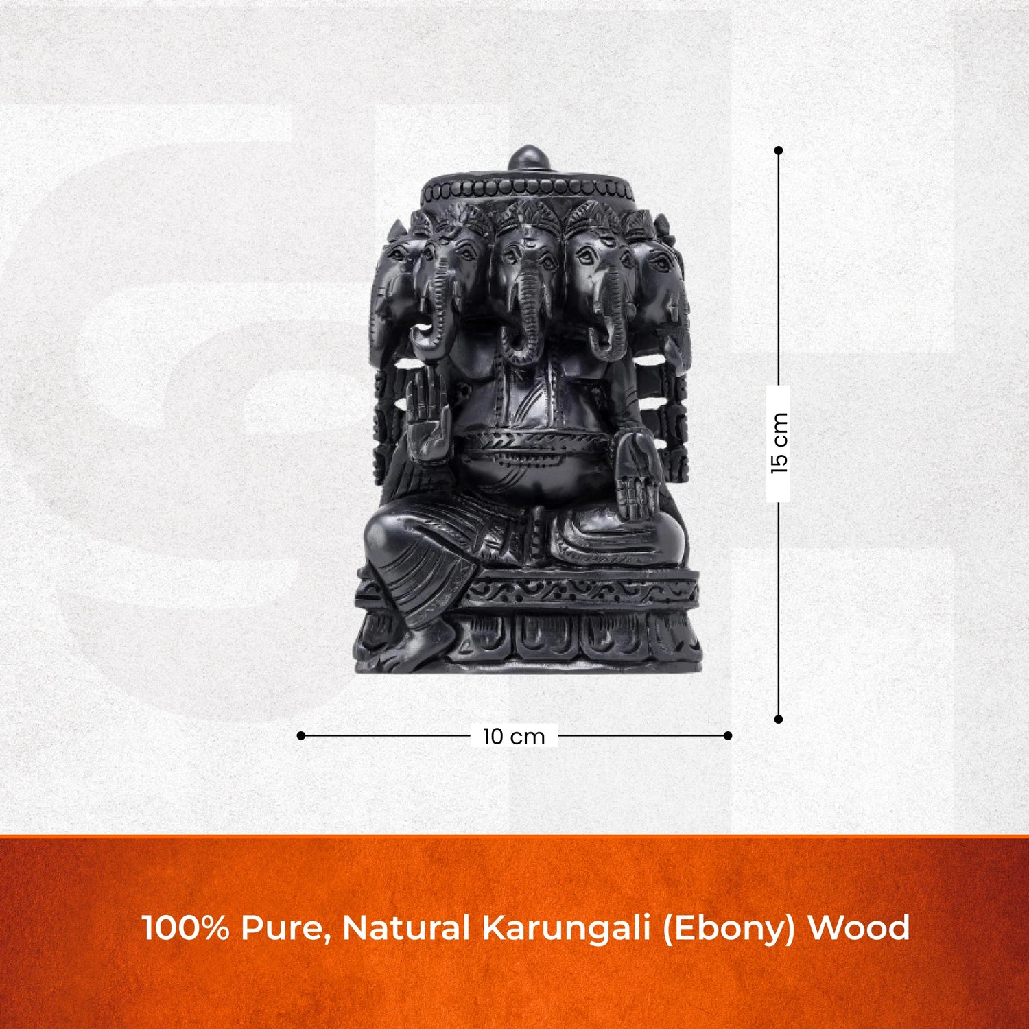 Divine Hindu Lord Panchamukhi Ganesh Karungali  Idol – Ebony  Wood