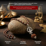 Silver Capped Rudraksha Mala with Trishul Damroo and 5 Mukhi Rudraksha - view 9