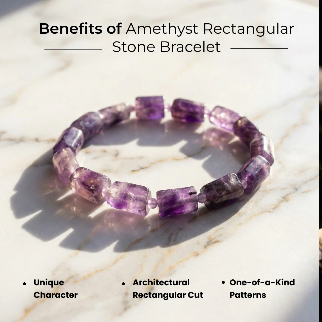 Amethyst Rectangular Stone Bracelet - view 5