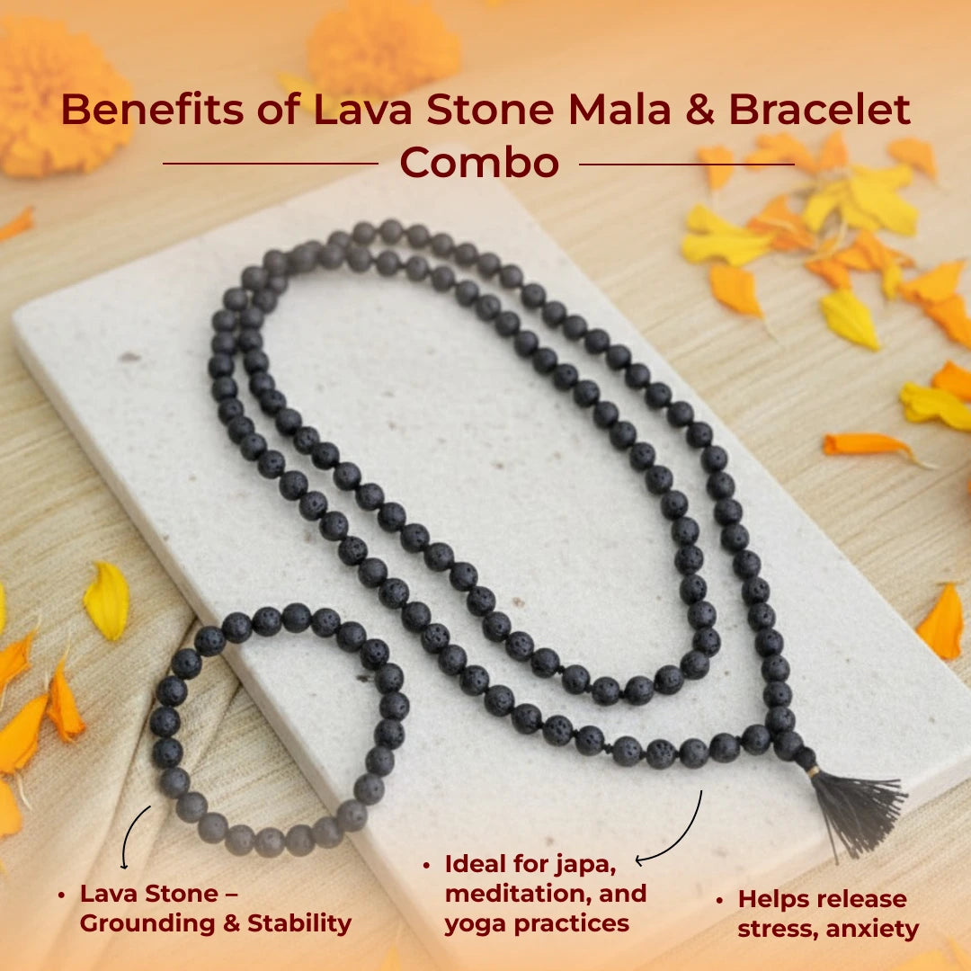 Lava Stone Mala & Bracelet Combo - view 4