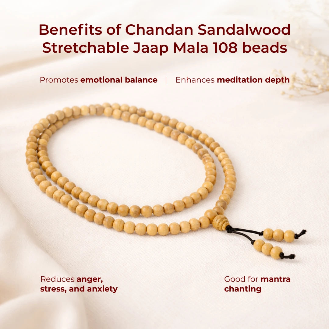 Chandan Sandalwood Stretchable Jaap Mala 108 beads - Govt Certified - view 3