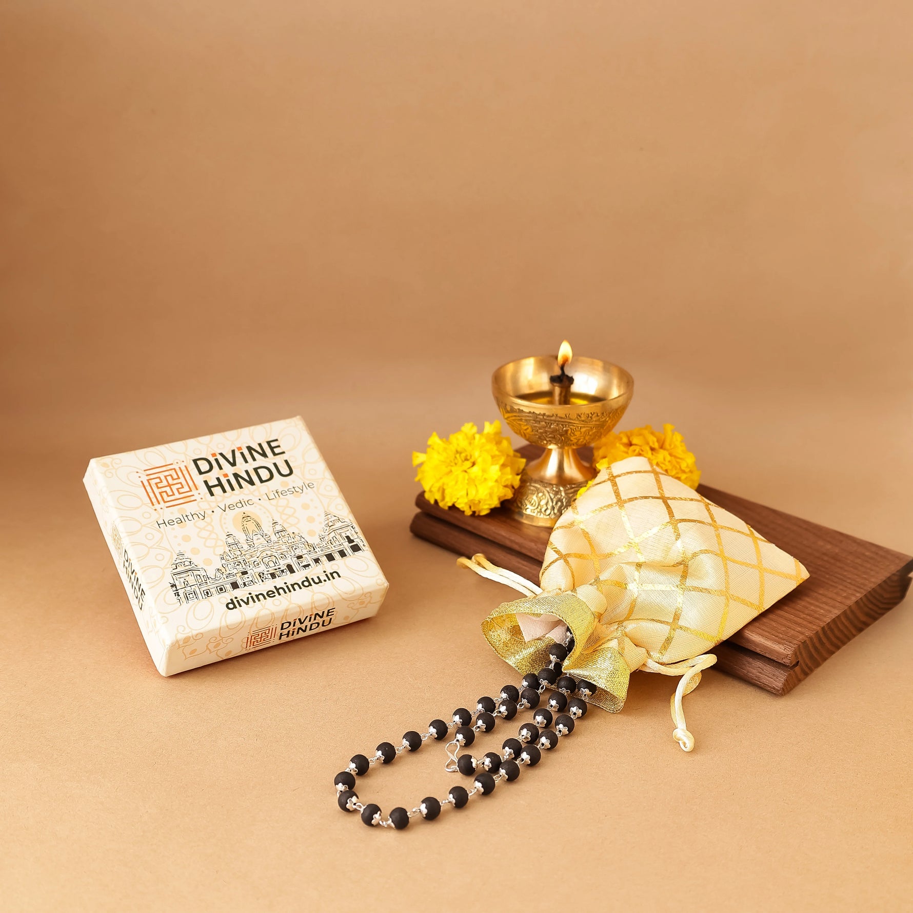 Karungali Malai Silver Cap Plated Necklace with Certification with FREE Karungali Bracelet