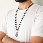 Shiv Pendant Karungali Malai Silver Cap Necklace with Govt. Certification