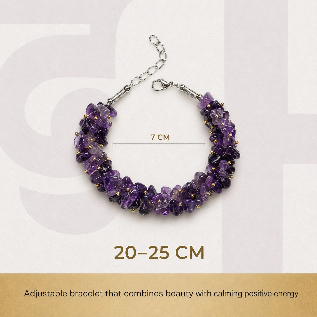 Natural Amethyst Chips Bracelet | Purple Crystal Healing Bracelet - view 2
