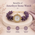 Natural Amethyst Stone Chips Watch | Purple Crystal Wrist Watch - view 3