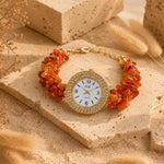 Natural Carnelian Stone Chips Watch