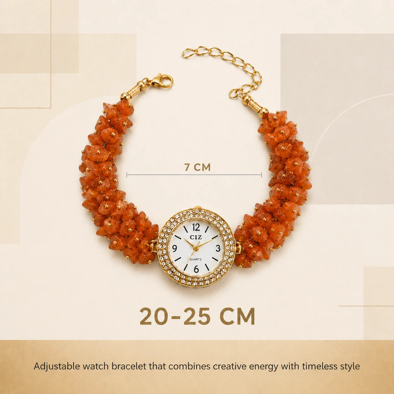 Natural Carnelian Stone Chips Watch - view 2