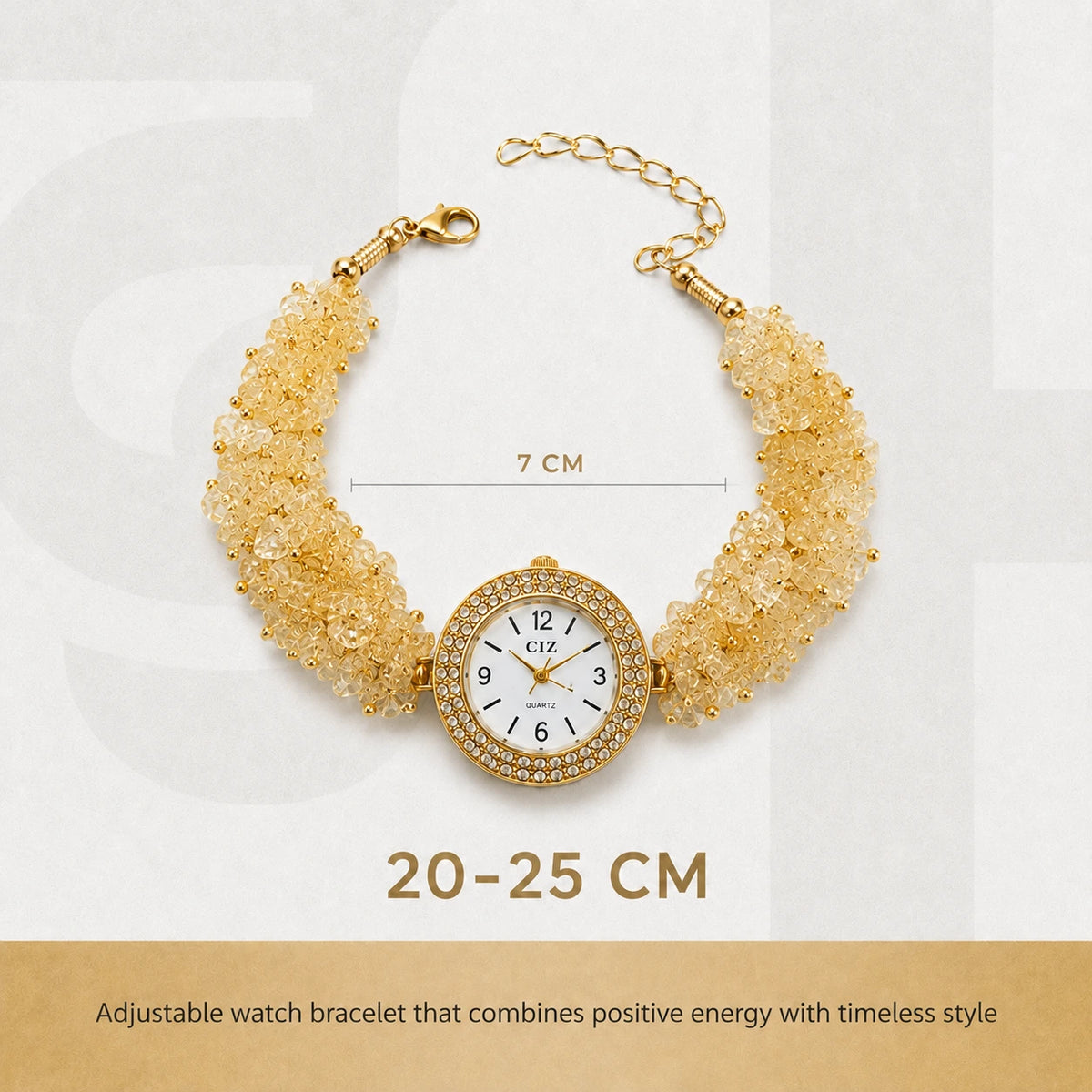 Natural Citrine Stone Chips Watch | Sunela Crystal Watch - view 2
