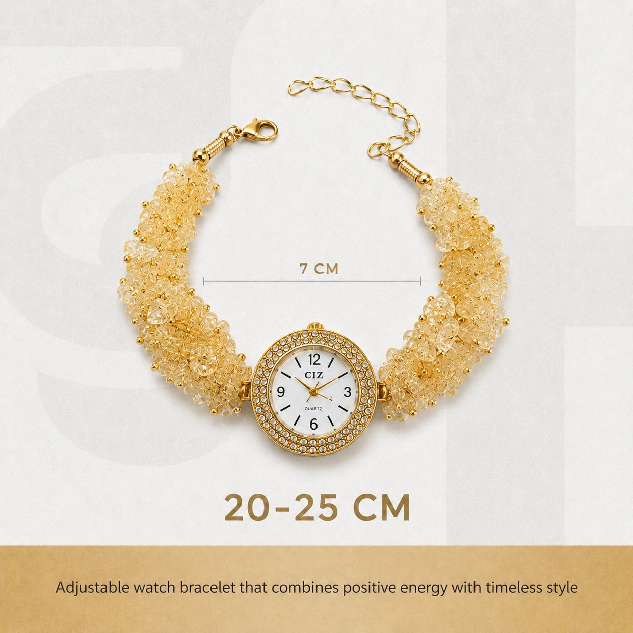 Natural Citrine Stone Chips Watch | Sunela Crystal Watch - view 2