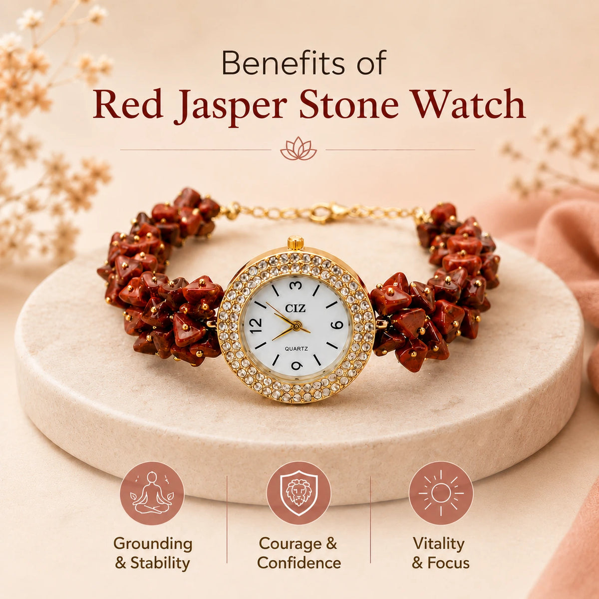 Natural Red Jasper Stone Chips Watch - view 3