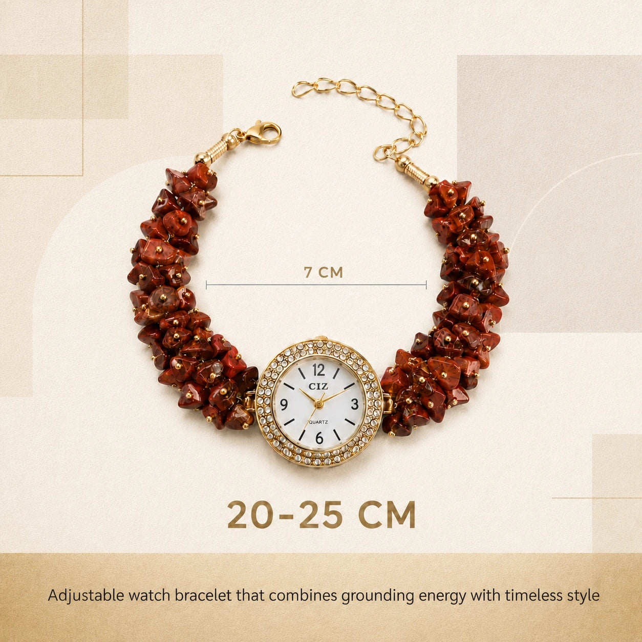 Natural Red Jasper Stone Chips Watch - view 2