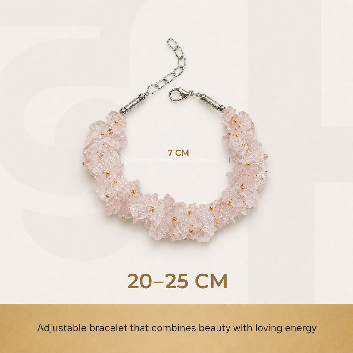 Natural Rose Quartz Chips Bracelet | Pink Crystal Love Bracelet - view 3