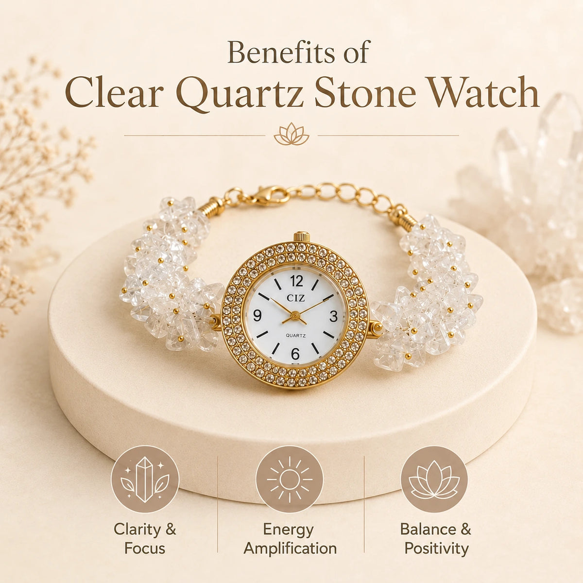 Natural Sphatik Clear Quartz Stone Chips Watch - view 3