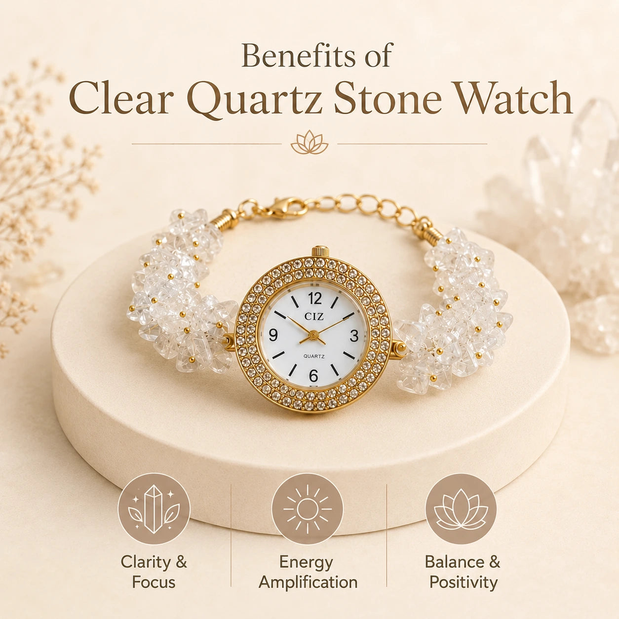 Natural Sphatik Clear Quartz Stone Chips Watch - view 3
