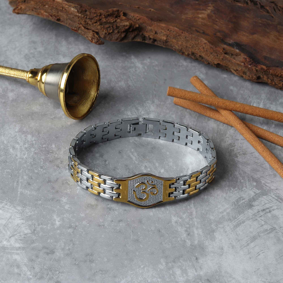 Om Gold Plated Duotone Bracelet