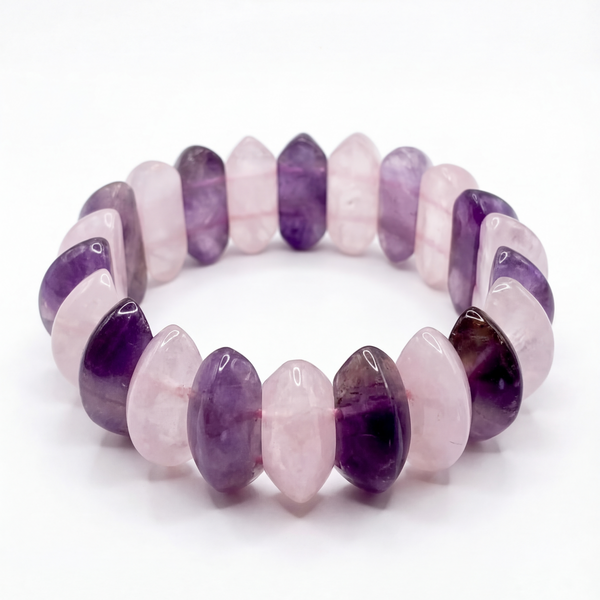 Amethyst and Rose Quartz Oval Cut Bracelet - view 9