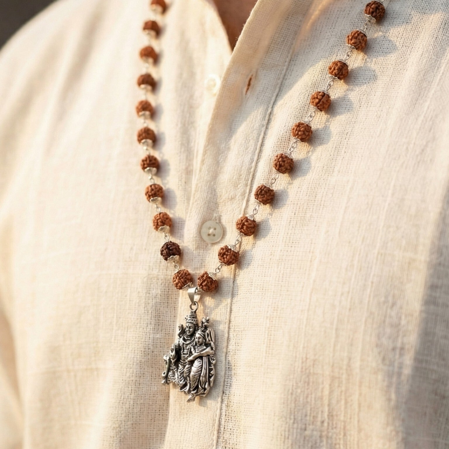 Shiv Murugan Rudraksha Pendant in Silver Finish - view 6