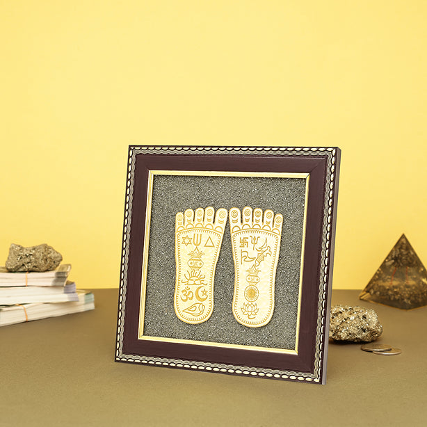 Pyrite Frame With Goddess Laxmi Charan Paduka 