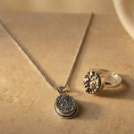 Dhanam Pyrite Combo: Raw Stone Ring & Manifestation Pendant