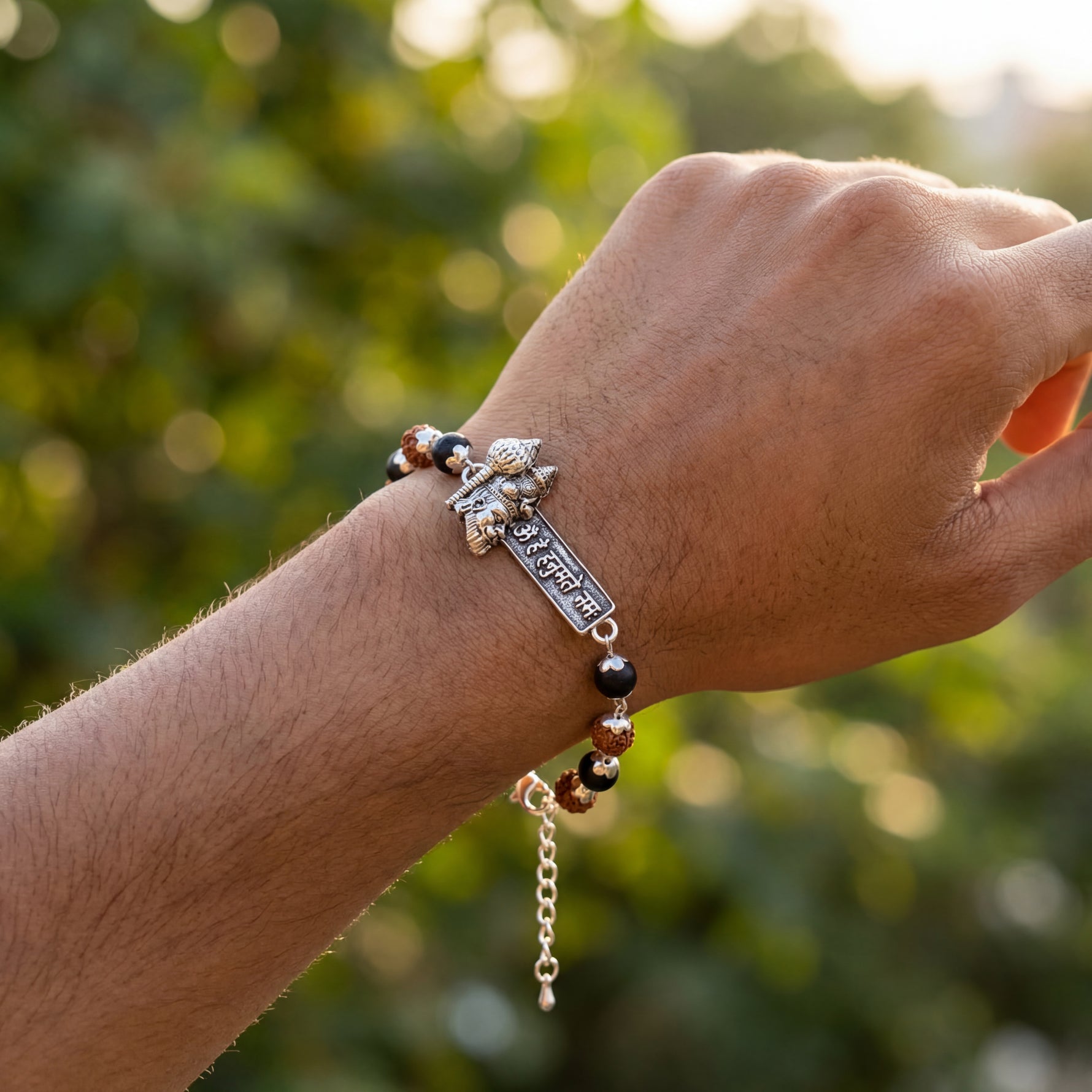Rudraksha Karungali Hanuman Mantra Bracelet - view 2
