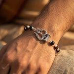 Silver cap Rudraksha karungali Bracelet With Trishul Damroo - view 2