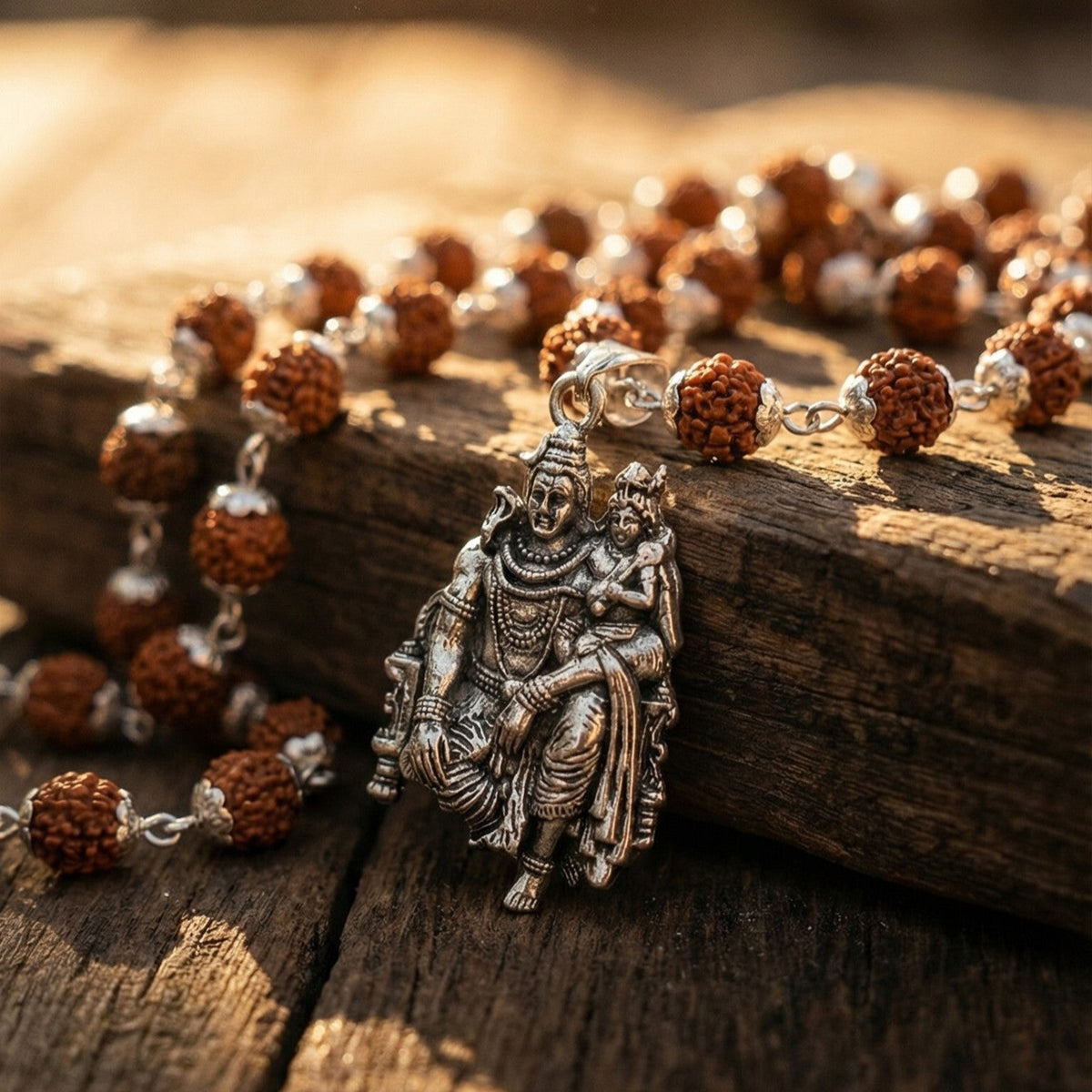 Shiv Murugan Rudraksha Pendant in Silver Finish - view 7