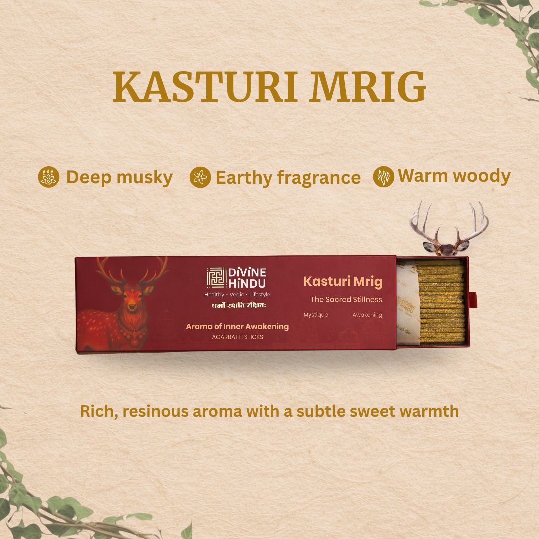 Natural Rose & Kasturi Mrig Fragrance Agarbatti / Incense Sticks (Pack of 30)