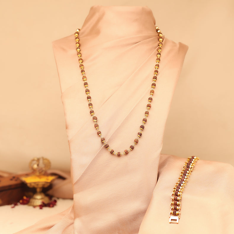 Rudraksha Power Pair – 54 Bead Necklace & Bracelet