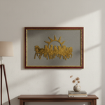 7 Horses Raw Pyrite Frame for Vastu & Prosperity - Extra Large Size (18*12 inch)