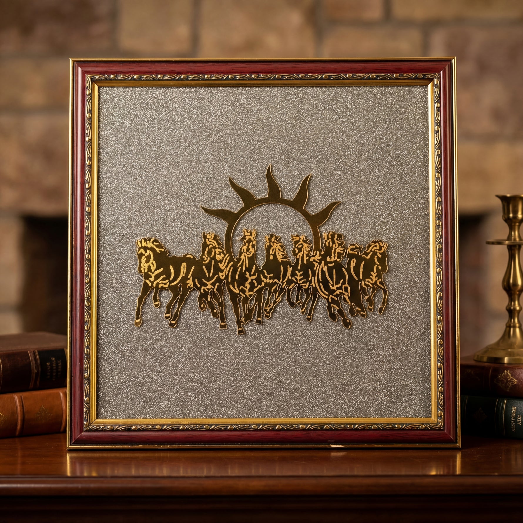 7 Horses Raw Pyrite Frame for Vastu & Prosperity - Medium Size (12*10 inch) - view 3