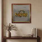 7 Horses Raw Pyrite Frame for Vastu & Prosperity - Medium Size (12*10 inch)