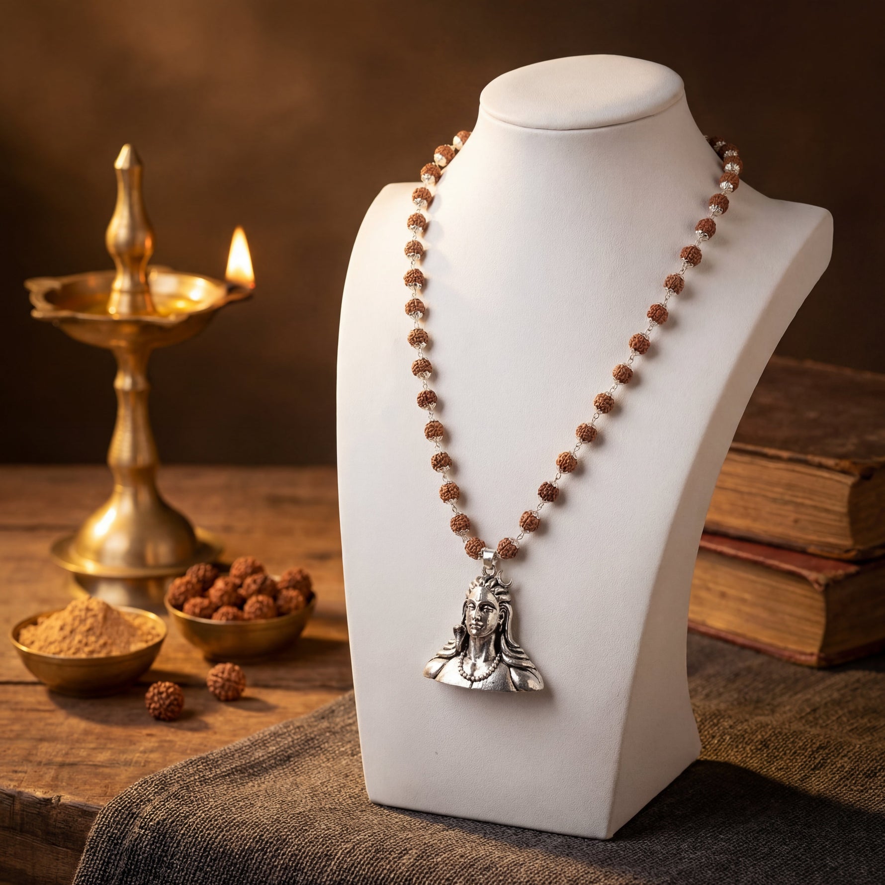 Rudraksha Silver cap with Adiyogi Pendant - view 6