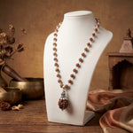 Rudraksha Mala with 5 Mukhi Rudraksha and Adiyogi Pendant