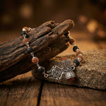 Silver Capped Karungali Rudraksha OM Trishul Damroo Bracelet - view 5