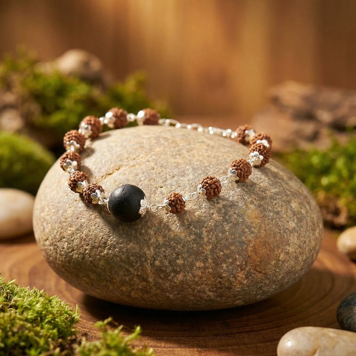 Rudraksha Silver Cap Karungali Bead Bracelet - view 6